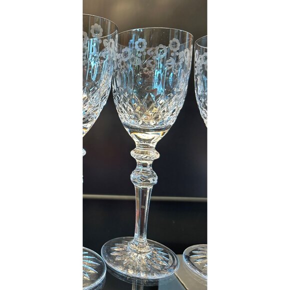 VTG Set Of 4 Rogaska Crystal GALLIA Water Wine Glasses 7.75" Tall Floral Etched - Picture 2 of 7